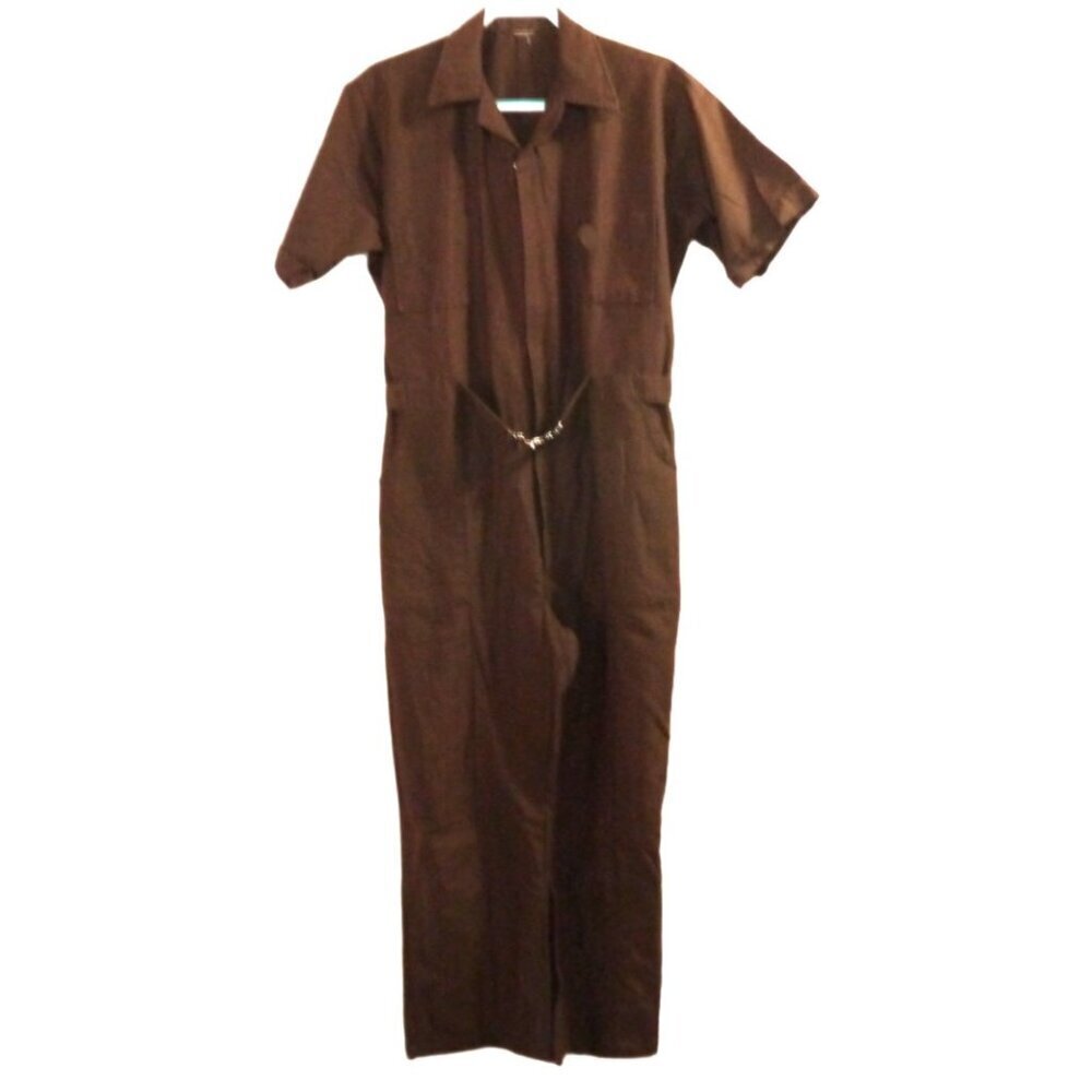 Vintage brown lightweight zip up coveralls Men's 42 Large 29" Inseam POCKET TORN